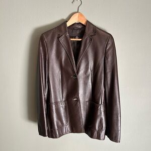 Vintage Bogner chocolate brown, buttery-soft leather jacket/blazer